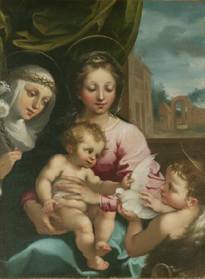 Rutilio Manetti Virgin and Child with the Young Saint John the Baptist and Saint Catherine of Siena Germany oil painting art